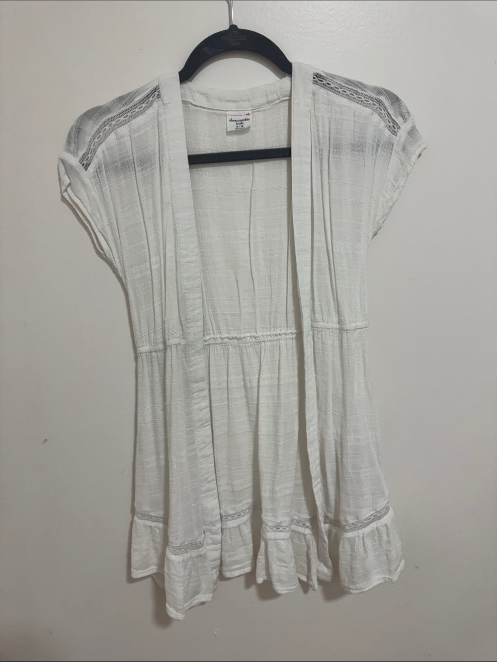 abercrombie kids White Open-Front Short Sleeve Cover-Up
